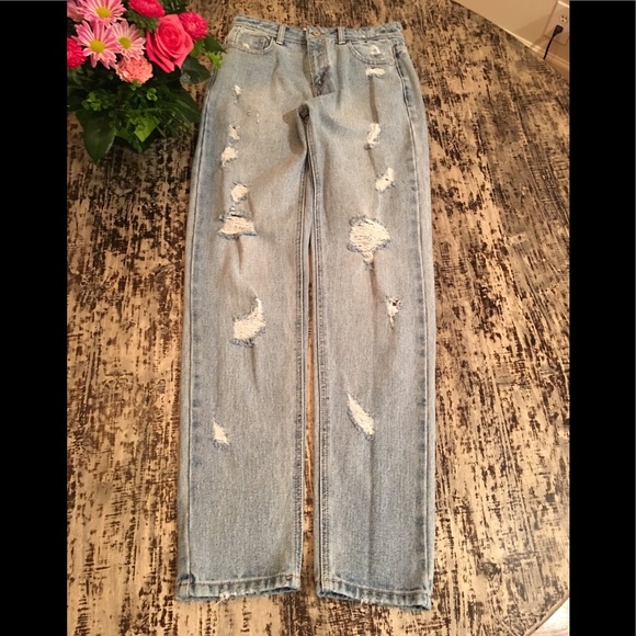 Zara TRF Premium Wash Distressed Jeans, “Mom Fit” - Picture 6 of 7